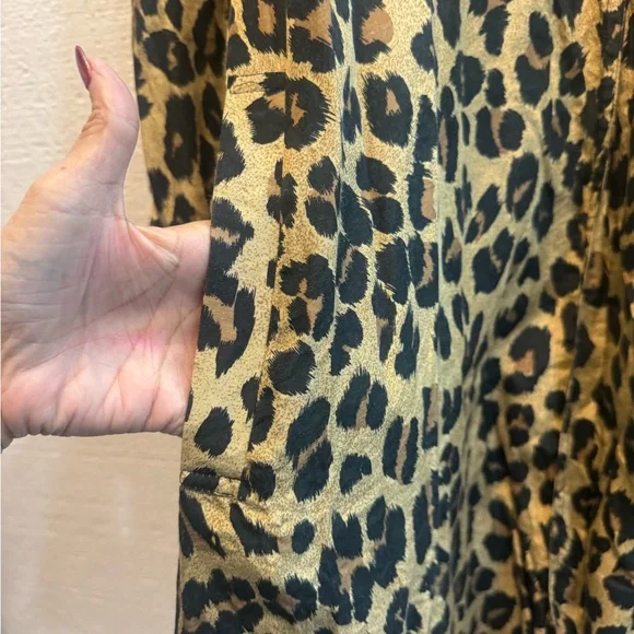 Dennis Basso Vintage Silk blend Leopard Swing Coat size Large - Picture 4 of 6